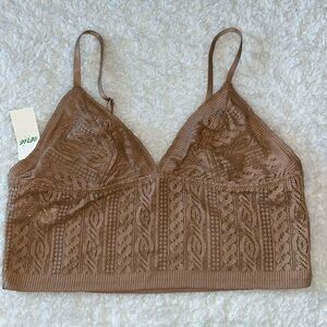 Aerie Longline Lace Bralette Size Small Tan NWT